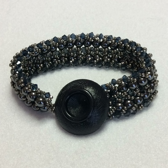 FINAL SALE PRICE CL Designs Handmade Black Beaded Crystal Bracelet - Picture 2 of 4